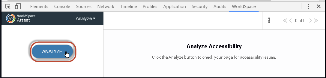 Clicking the Analyze button on the Analyze panel after selecting a custom ruleset