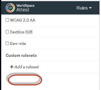 After removal action, the refreshed Rules left sidebar menu no longer displays the custom ruleset as an available option