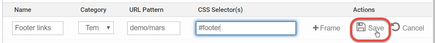 Editing the column field, then clicking the Save button
