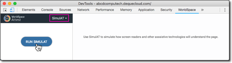 Clicking the RUN SIMULAT button on the SimulAT panel in Attest extension