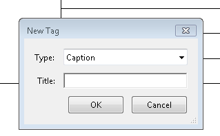 Dialog box containing Name, and Tooltip form fields and a Close button