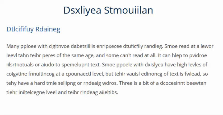 dyslexia simulation