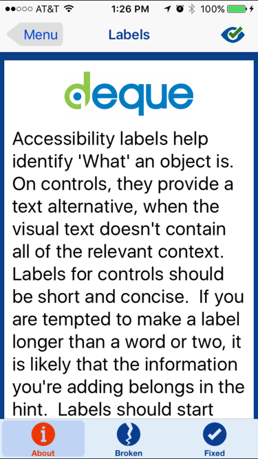 Screenshot of normal size text in an iOS app