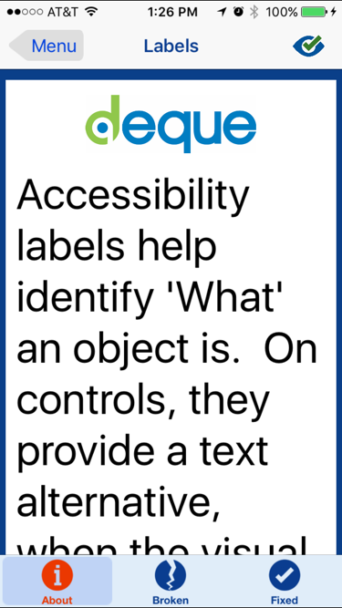 Screenshot of text about double the normal size in the same iOS app as the previous example